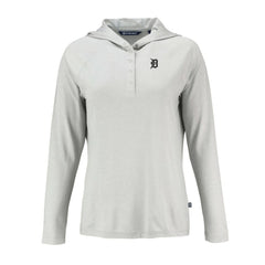 Detroit Tigers Cutter & Buck Women's Coastline Epic Comfort Eco Recycled Raglan Long Sleeve Hoodie T-Shirt - Gray