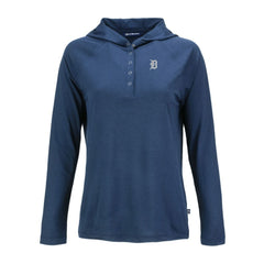 Detroit Tigers Cutter & Buck Women's Coastline Epic Comfort Eco Recycled Raglan Long Sleeve Hoodie T-Shirt - Navy