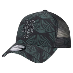 New York Mets 9FORTY A-Frame Trucker Adjustable Hat - Black | New Era