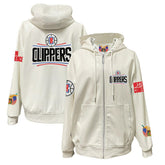LA Clippers Jeff Hamilton Vegan Leather Full-Zip Hoodie - White on sale
