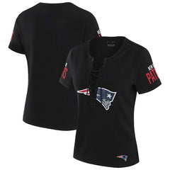 NFL New England Patriots WEAR by Erin Andrews x Gracie Hunt Women's Draft Me Lace-Up T-Shirt