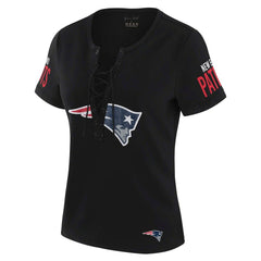 NFL New England Patriots WEAR by Erin Andrews x Gracie Hunt Women's Draft Me Lace-Up T-Shirt