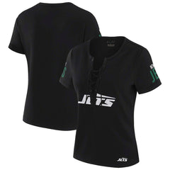 NFL New York Jets WEAR by Erin Andrews x Gracie Hunt Women's Draft Me Lace-Up T-Shirt