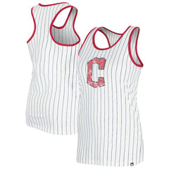 Cleveland Guardians Women's Gameday Pinstripe Tank Top - White | New Era