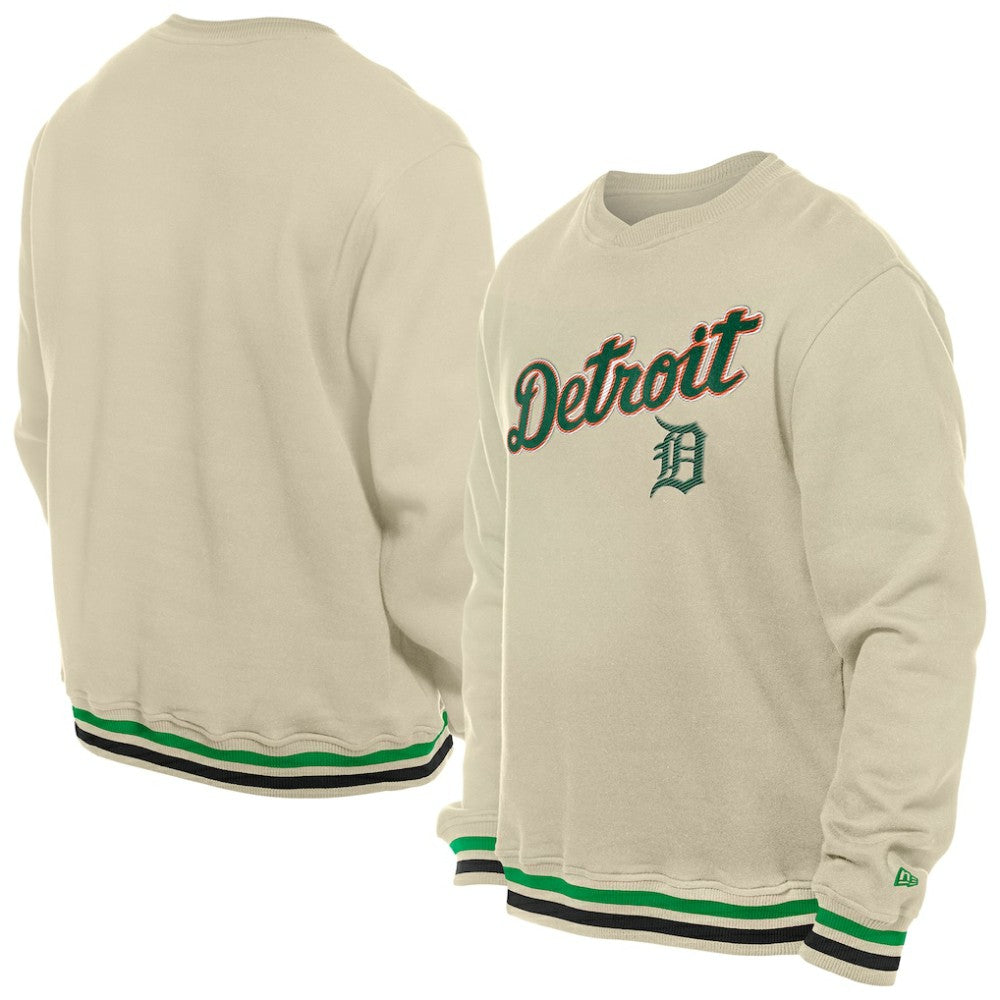 Detroit Tigers St. Patrick's Day Twill Pullover Sweatshirt - Cream | New Era