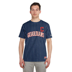 Cleveland Guardians Throwback Pinstripe T-Shirt - Navy | New Era