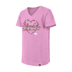 New York Islanders New Era Girl's Youth Flip Sequin V-Neck T-Shirt