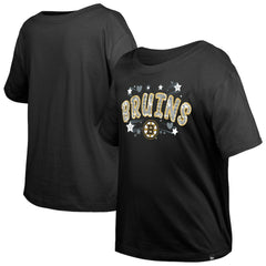 Boston Bruins New Era Girl's Youth Flip Sequin T-Shirt