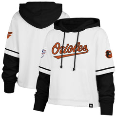Baltimore Orioles Women's Trifecta Shortstop Cropped Pullover Hoodie - White | 47 brand