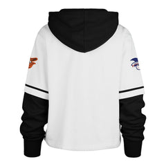Baltimore Orioles Women's Trifecta Shortstop Cropped Pullover Hoodie - White | 47 brand