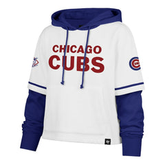 Chicago Cubs Women's Trifecta Shortstop Cropped Pullover Hoodie - White | 47 brand