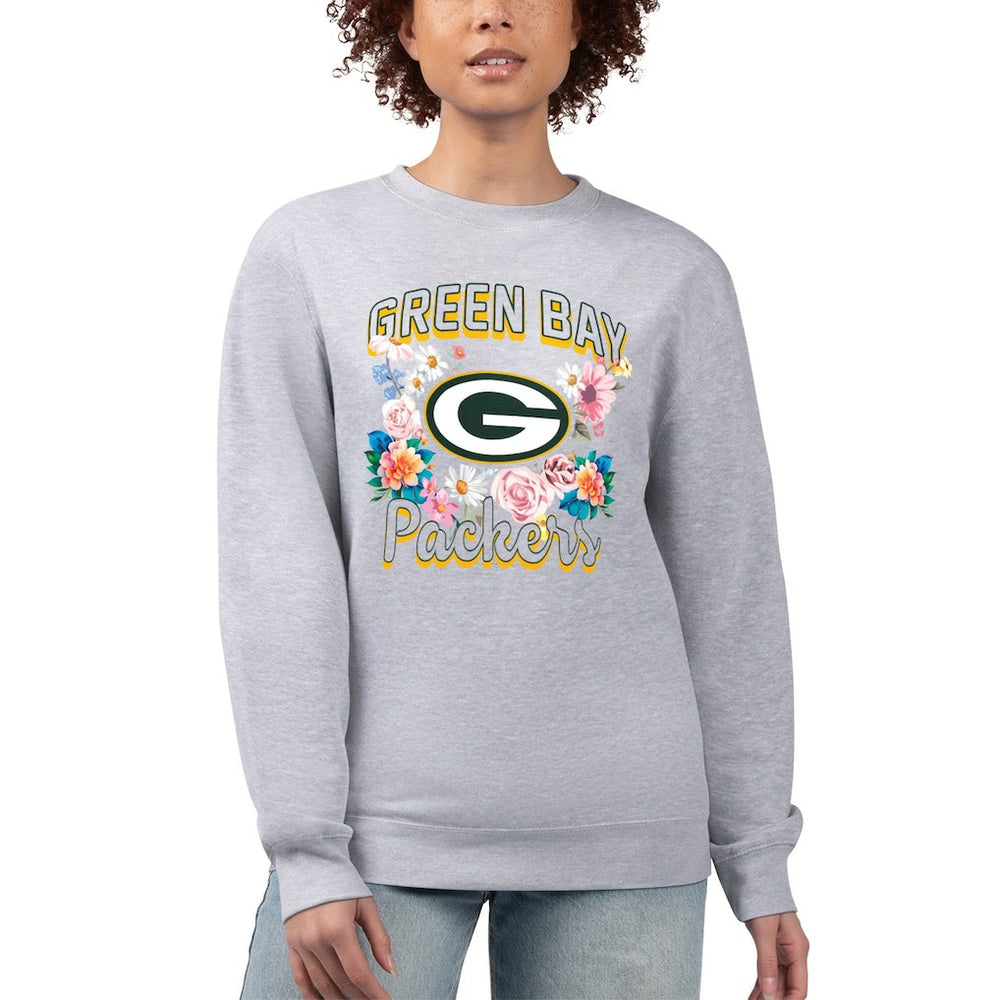NFL Green Bay Packers G-III 4Her by Carl Banks Women's Flower Logo Graphic Fleece Pullover Sweatshirt
