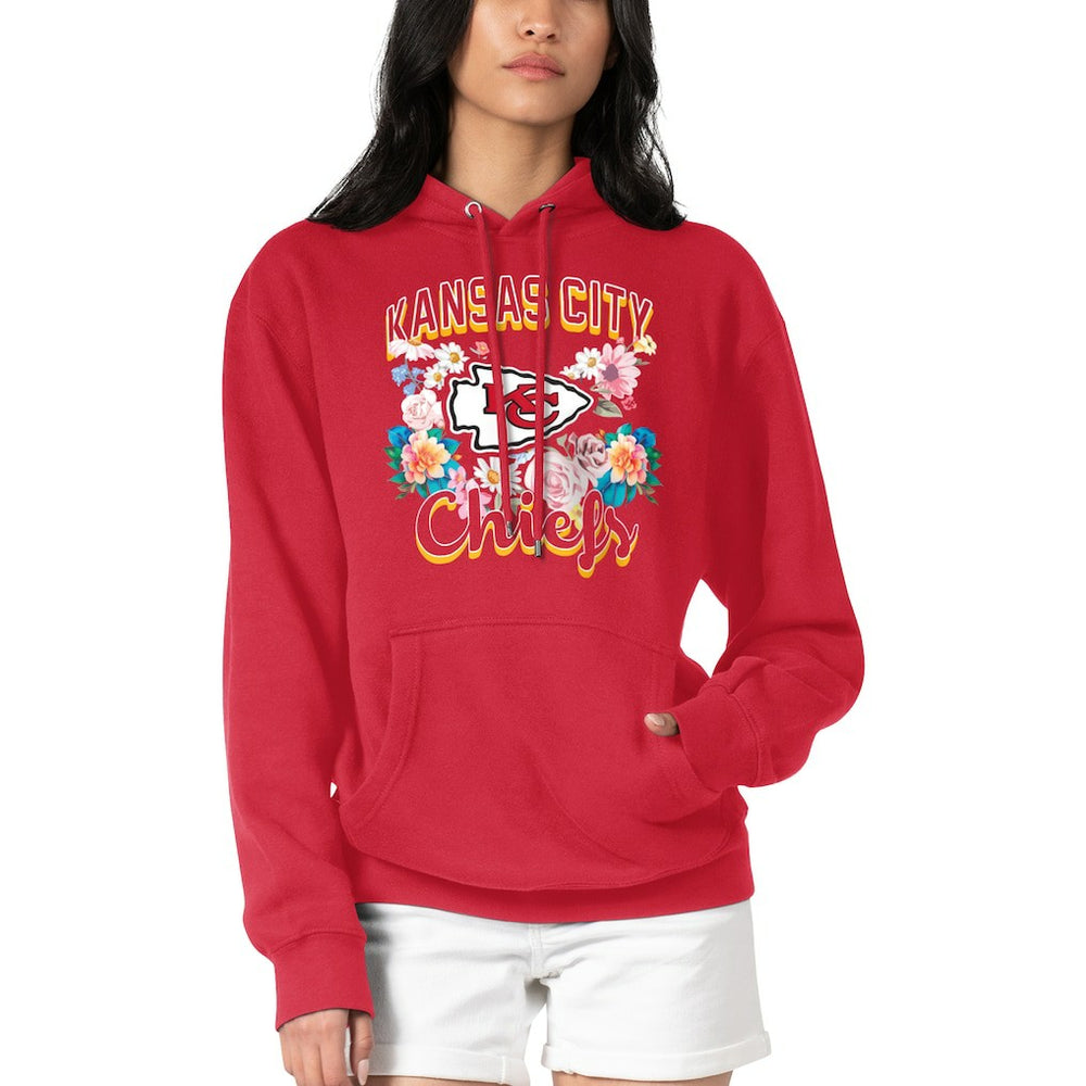 NFL Kansas City Chiefs G-III 4Her by Carl Banks Women's Flowers Team Logo Graphic Fleece Pullover Hoodie