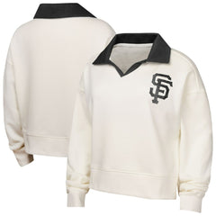 San Francisco Giants Girls Youth Ballpark Hit Collared V-Neck Pullover Sweatshirt - White