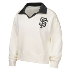 San Francisco Giants Girls Youth Ballpark Hit Collared V-Neck Pullover Sweatshirt - White