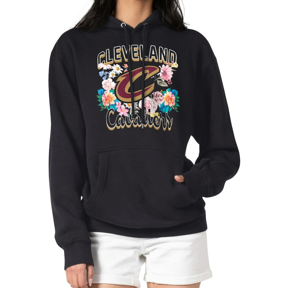 Cleveland Cavaliers G-III 4Her by Carl Banks Women's Flowers Team Logo Graphic Fleece Pullover Hoodie sale - Black discount