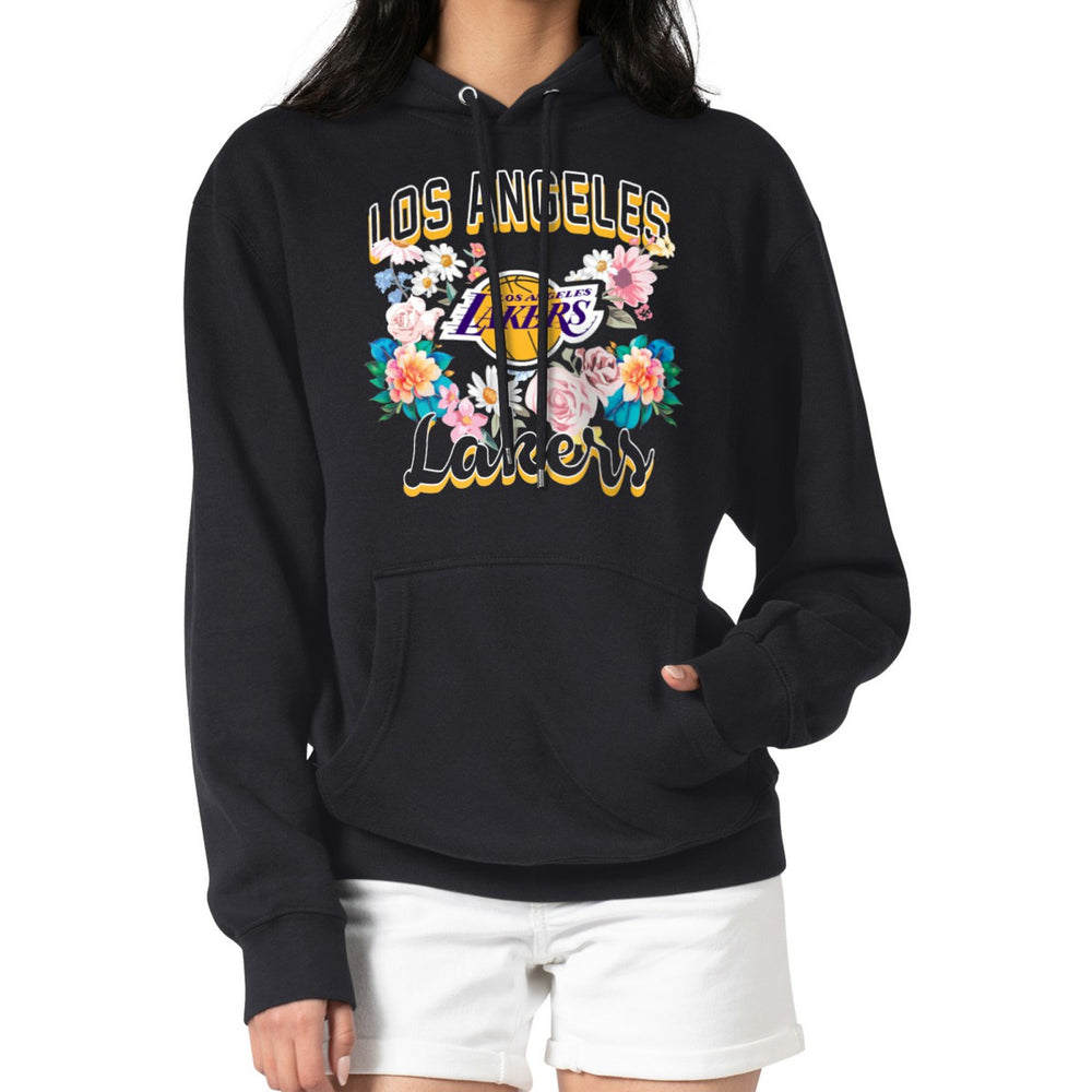 Los Angeles Lakers G-III 4Her by Carl Banks Women's Flowers Team Logo Graphic Fleece Pullover Hoodie - Black discount