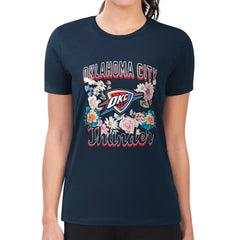Oklahoma City Thunder G-III 4Her by Carl Banks Women's Super-Slim Fit Lightweight Flowers Team Logo Graphic T-Shirt - Navy shop