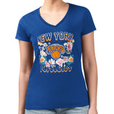 New York Knicks G-III 4Her by Carl Banks Women's Super-Slim Fit Lightweight Flowers Team Logo Graphic V-Neck T-Shirt - Blue on sale