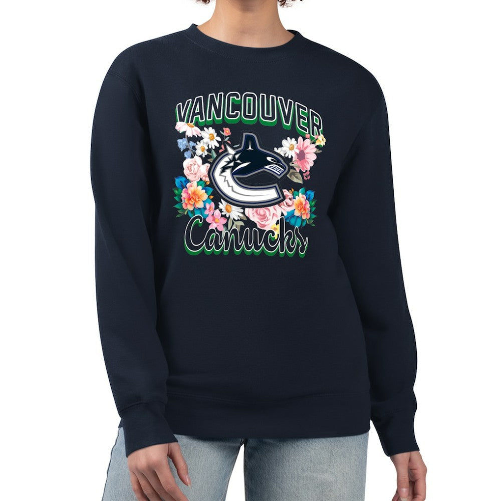 Vancouver Canucks G-III 4Her by Carl Banks Women's Flower Logo Pullover Sweatshirt