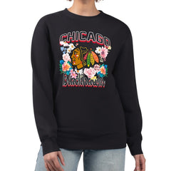Chicago Blackhawks G-III 4Her by Carl Banks Women's Flower Logo Pullover Sweatshirt