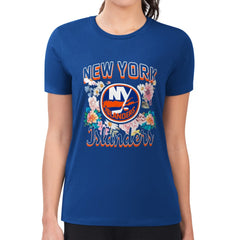 New York Islanders G-III 4Her by Carl Banks Women's Super-Slim Fit Lightweight Flower Logo T-Shirt