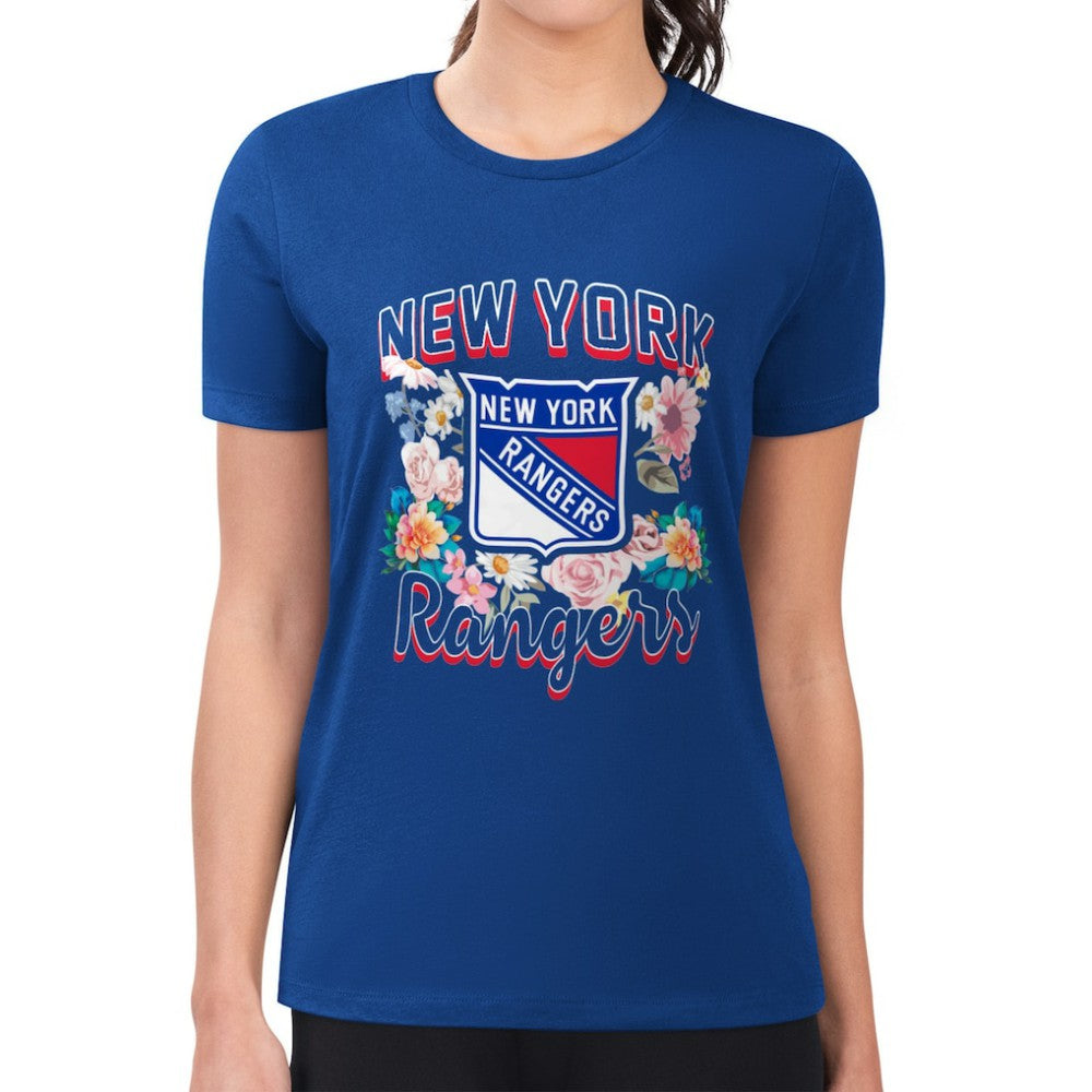 New York Rangers G-III 4Her by Carl Banks Women's Super-Slim Fit Lightweight Flower Logo T-Shirt