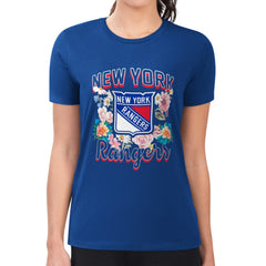 New York Rangers G-III 4Her by Carl Banks Women's Super-Slim Fit Lightweight Flower Logo T-Shirt