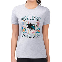 San Jose Sharks G-III 4Her by Carl Banks Women's Super-Slim Fit Lightweight Flower Logo T-Shirt