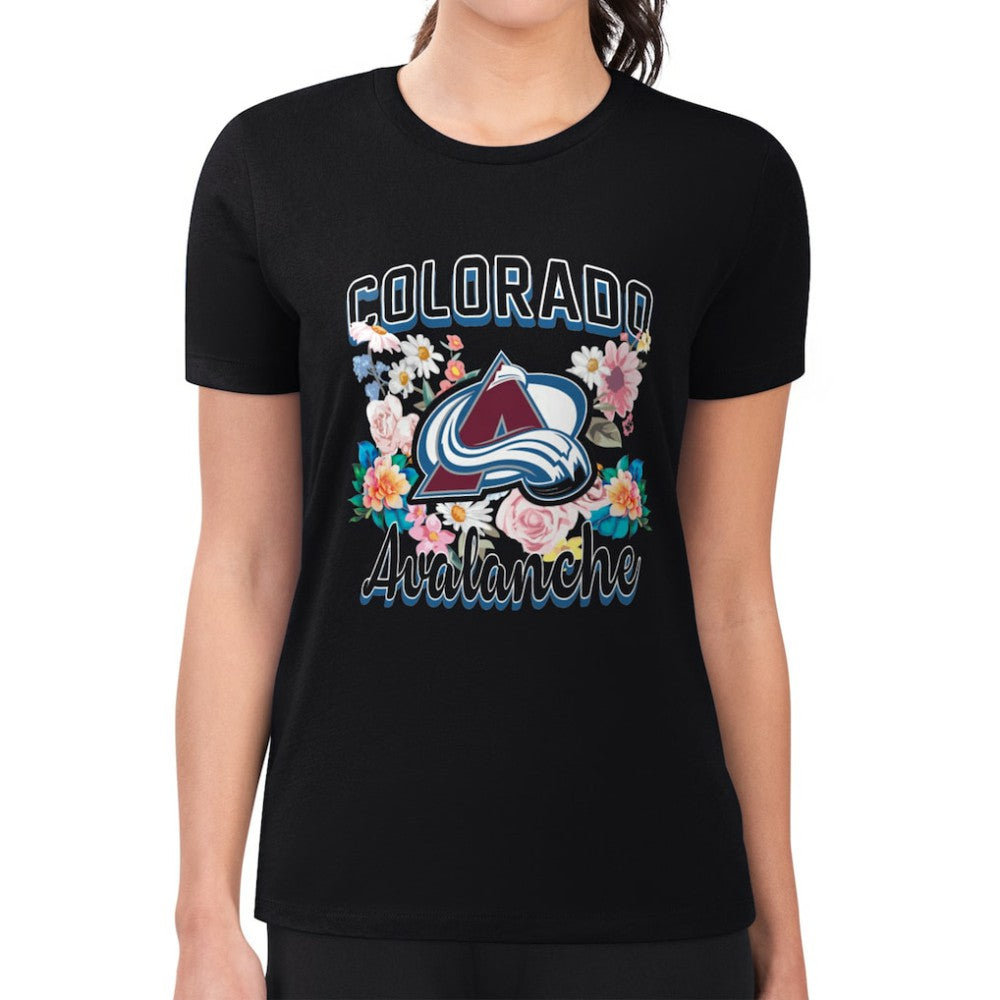 Colorado Avalanche G-III 4Her by Carl Banks Women's Super-Slim Fit Lightweight Flower Logo T-Shirt