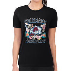 Colorado Avalanche G-III 4Her by Carl Banks Women's Super-Slim Fit Lightweight Flower Logo T-Shirt