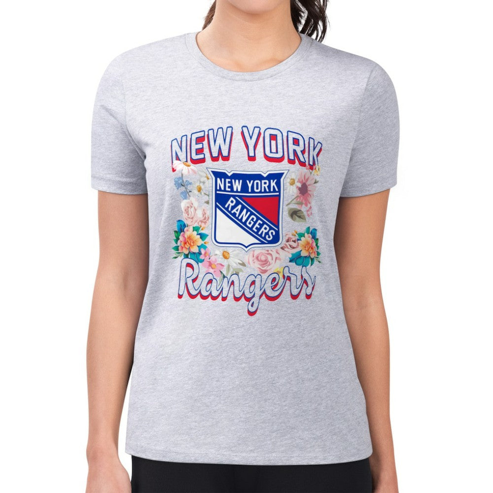 New York Rangers G-III 4Her by Carl Banks Women's Super-Slim Fit Lightweight Flower Logo T-Shirt