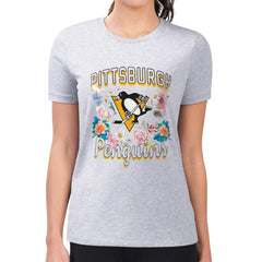 Pittsburgh Penguins G-III 4Her by Carl Banks Women's Super-Slim Fit Lightweight Flower Logo T-Shirt