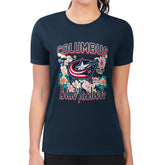 Columbus Blue Jackets G-III 4Her by Carl Banks Women's Super-Slim Fit Lightweight Flower Logo T-Shirt