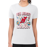 New Jersey Devils G-III 4Her by Carl Banks Women's Super-Slim Fit Lightweight Flower Logo T-Shirt