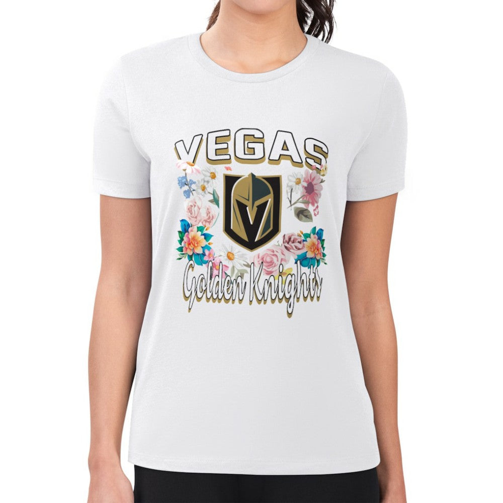 Vegas Golden Knights G-III 4Her by Carl Banks Women's Super-Slim Fit Lightweight Flower Logo T-Shirt