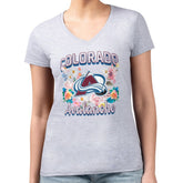 Colorado Avalanche G-III 4Her by Carl Banks Women's Super-Slim Fit Lightweight Flower Logo V-Neck T-Shirt