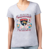 Florida Panthers G-III 4Her by Carl Banks Women's Super-Slim Fit Lightweight Flower Logo V-Neck T-Shirt