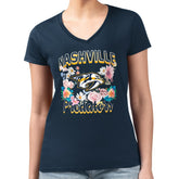 Nashville Predators G-III 4Her by Carl Banks Women's Super-Slim Fit Lightweight Flower Logo V-Neck T-Shirt