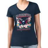 Washington Capitals G-III 4Her by Carl Banks Women's Super-Slim Fit Lightweight Flower Logo V-Neck T-Shirt