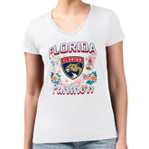 Florida Panthers G-III 4Her by Carl Banks Women's Super-Slim Fit Lightweight Flower Logo V-Neck T-Shirt