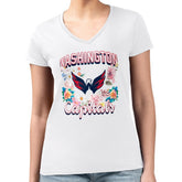 Washington Capitals G-III 4Her by Carl Banks Women's Super-Slim Fit Lightweight Flower Logo V-Neck T-Shirt