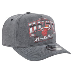 Miami Heat Throwback Washed Pre-Curved 9FIFTY Snapback Hat - Charcoal | New Era outlet