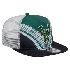Milwaukee Bucks Throwback Dye Golfer Snapback Hat - Black/Hunter Green | New Era shop