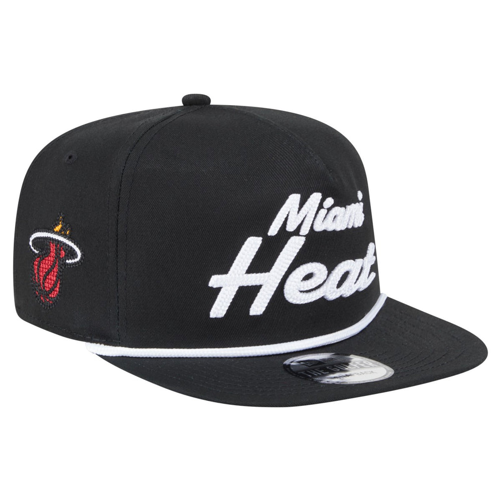 Miami Heat Team Text Golfer Snapback Hat - Black | New Era discount