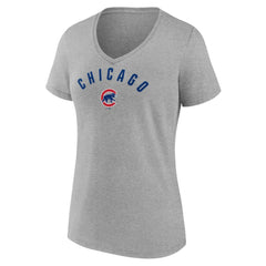 Chicago Cubs Women's Arch V-Neck T-Shirt - Gray