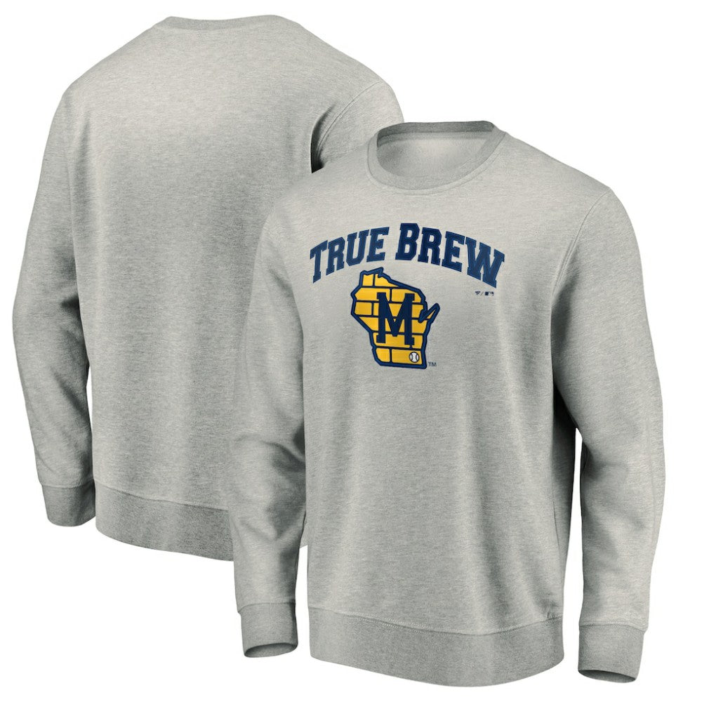 Milwaukee Brewers Heater Pullover Sweatshirt - Gray