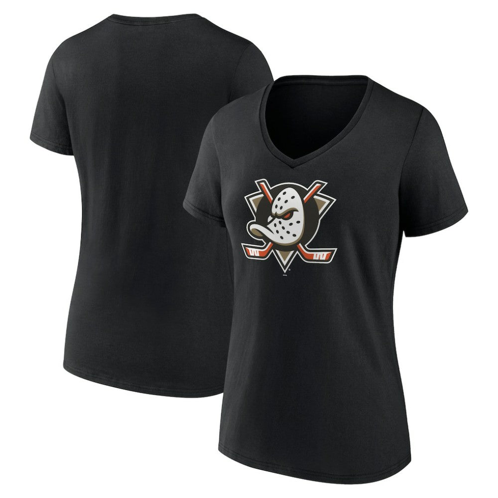 Anaheim Ducks Women's Primary Logo V-Neck T-Shirt – Black