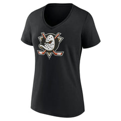 Anaheim Ducks Women's Primary Logo V-Neck T-Shirt – Black