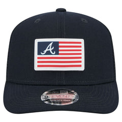 Atlanta Braves Flag 9SEVENTY Stretch-Snap Hat - Navy | New Era